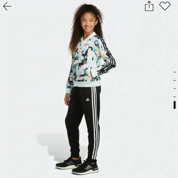 GUC Adidas XL size 16 girls 3-stripe jacket in a fun colorful camo. Athletic - Picture 3 of 16